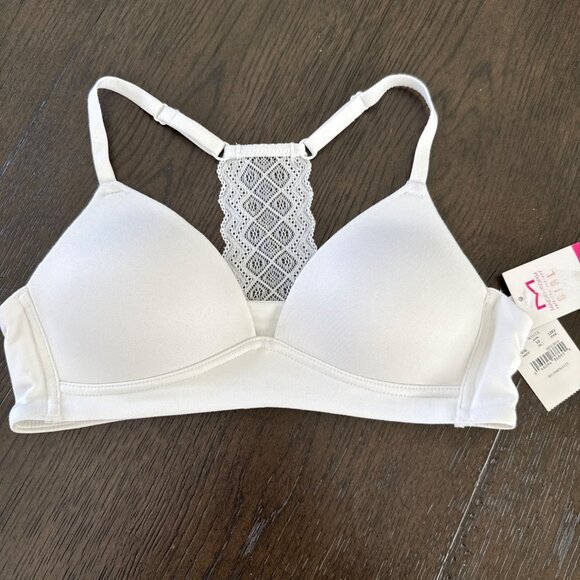 Maidenform Girl size 36A Contour Racerback Lace White Bra NEW - Picture 1 of 6